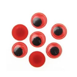 Wiggle Eyes for Decorations, DIY Crafts Handmade Accessories, red base 12 mm - 50 pieces