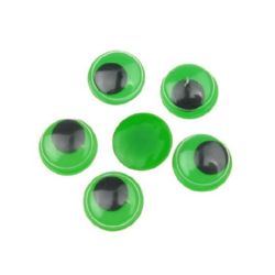 Мърдащи очички със зелена основа 12 мм -50 броя