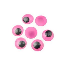 Ματάκια χειροτεχνίας 12 mm ροζ/μαύρο -50 τεμάχια