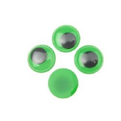Wiggle Eyes for Decorations, DIY Crafts Handmade Accessories, green base 15 mm - 50 pieces
