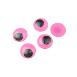 Ματάκια χειροτεχνίας 15 mm ροζ/μαύρο -50 τεμάχια