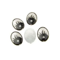 Painted Eyes for Kids Craft Projects / 11x15 mm / White and Black - 50 pieces