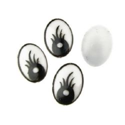 Painted Eyes for Decorations, DIY Crafts Handmade Accessories 14x20 mm black and white - 10 pieces