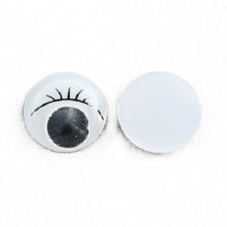 Wiggly Eyes with Eyelashes, White, 24 mm - 10 Pieces