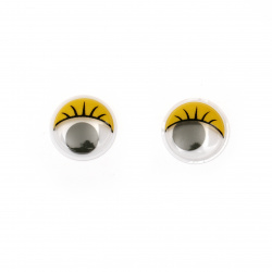 Ochi  mișcatori cu gene galbene 24 mm -10 bucăți