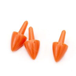 Plastic Cone Nose - Nail for DIY Snowman / 10x8 mm, Nail: 9 mm / Orange - 10 pieces
