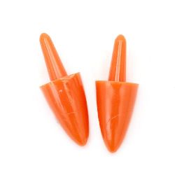 Plastic Cone Nose - Nail for DIY Snowman / 14x8 mm, Nail: 9 mm /  Orange - 10 pieces