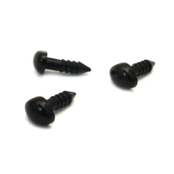 Plastic Triangular hemisphere for nose,  14.5x8x6 mm black with screw 12 mm - 20 pieces