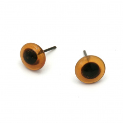 Glass Eyes, 10x4 mm, Brown, with 17 mm Pin - 10 Pieces