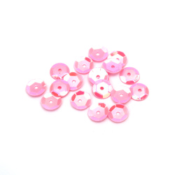 Sequins round 8 mm pink rainbow - 20 grams