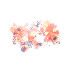 Χριστουγεννιάτικες Παγιέτες Μοτίφ & Διακοσμητικά Στοιχεία, Ανάμικτο Μείγμα, ~5x6 mm, Νέον Πορτοκαλί Ιριδίζον – 20 g