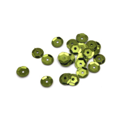 Round Sequins, 6 mm, Dark Green - 20 grams