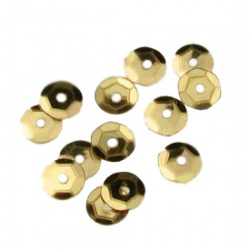 Sequins / Paillette Beads DIY Sewing, Decoration, Wedding, Scrapbooking round 6 mm old gold - 20 grams