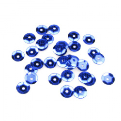 Round Cup Sequins for Crafts and Sewing / 6 mm / Dark Blue - 20 grams