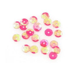 Sequins round 6 mm pink rainbow - 20 grams