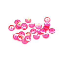 Round Cup Sequins / 6 mm / Electric Pink Rainbow - 20 grams 