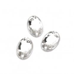 Acrylic Sew-On Rhinestones, 8x12 mm Oval, Transparent White, Faceted, Extra Quality - 50 Pieces