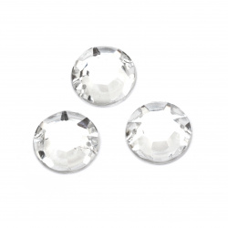 Acrylic stone for sewing 20 mm round white transparent faceted - 5 pieces