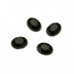 Acrylic stone for sewing 6x8 mm black oval faceted - 50 pieces