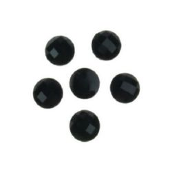 Piatra acrilica pentru lipirea cabochonului tip 8 mm rotund negru -10 bucati