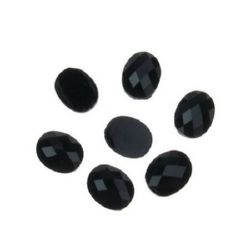 Акрилни камънил за лепене тип кабошон 8x10 мм овал цвят черен -10 броя