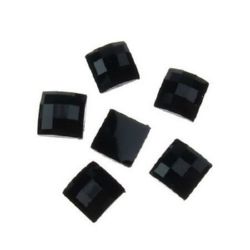 Ακρυλική τετράγωνη πέτρα τύπου cabochon 8x8 mm μαύρο -10 τεμάχια