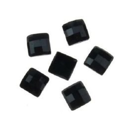 Ακρυλικές πέτρες για κόλλημα τύπου cabochon 10x10 mm τετράγωνο, μαύρο -10 τεμάχια