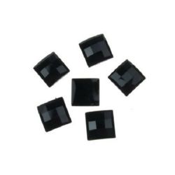 Акрилни камъни за лепене тип кабошон 12x12 мм квадрат цвят черен -10 броя