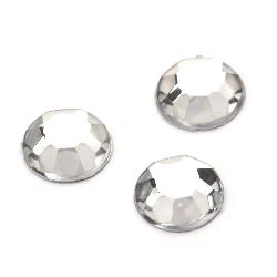 Acrylic stone for gluing 12 mm round transparent faceted -20 pieces