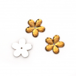 Acrylic Faceted Flower-shaped Stone for Gluing / 1x2 mm / Caramel - 20 pieces
