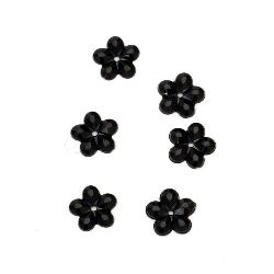 Piatra acrilica pentru lipire forma  flori 11x2 mm negru -20 bucati