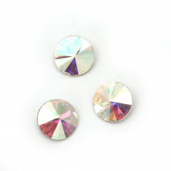 Acrylic Stones for Embedding, 14x7 mm Round, RAINBOW, Faceted - 10 Pieces