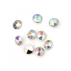 Acrylic Rhinestone, Hot-Fix, DIY, Decoration  7x5 mm round transparent arched faceted -50 pieces