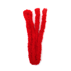Sârmă tip tijă cu țesătură chenilă pufoasă, culoare roșie, 20 mm - 1 metru
