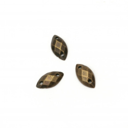 Акрилни камъчета за пришиване 5x10 мм листо фасетирано цвят бронз -50 броя