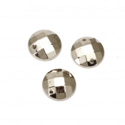 Round Faceted Sewing Stones for Clothes and Fashion Accessories / 12 mm / Silver - 25 pieces