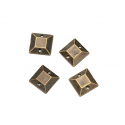 Акрилни камъчета за пришиване 9x2x9 мм квадрат цвят бронз -50 броя