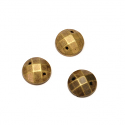 Acrylic stone for sewing 10 mm round faceted color antique bronze - 50 pieces