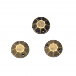 Акрилни камъчета за пришиване 10 мм кръг фасетиран цвят антик бронз -50 броя