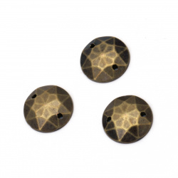Acrylic stone for sewing 12 mm round faceted color antique bronze - 25 pieces