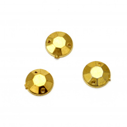 Acrylic stone for sewing10mm round faceted color gold - 50 pieces