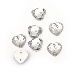 Ακρυλικές πέτρες για ράψιμο καρδιά 8 mm διάφανες- 50 τεμάχια