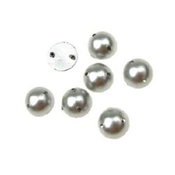 Bead hemisphere for sewing 8 mm color silver matte - 50 pieces