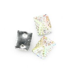 Sew On Acrylic Rhinestone, DIY Clothes, Decoration 10x14 mm rectangle arc with stones rough - 10 pieces