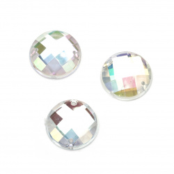 Sew On Acrylic Rhinestone, DIY Clothes, Decoration16 mm round white transparent arc faceted -10 pieces