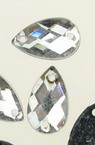 Acrylic Sew-On Rhinestones, 8x13 mm Teardrop, White, Faceted - 50 Pieces