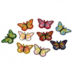 Embroidered Iron On Butterfly Patch for Cloths, Pants, Hats, Jeans and more! 41.5x65.5x1.5 mm, ASSORTED Butterfly, available in different colors