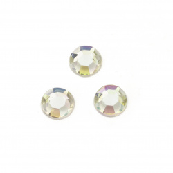 Акрилни камъни за лепене 7 мм кръг прозрачен дъга фасетиран първо качество -50 броя