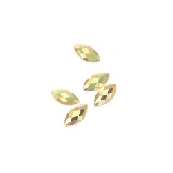 Акрилни камъни за лепене 3x6 мм листо цвят лимон шифон прозрачен фасетиран -2 грама ~200 броя
