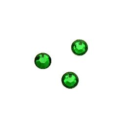 Акрилни камъни за лепене 4 мм кръг цвят зелен прозрачен фасетиран -100 броя